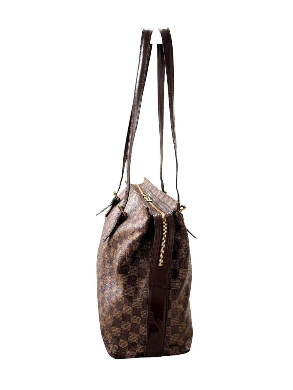 Louis Vuitton Chelsea Damier Ebene Shoulder Tote Bag Brown LV Zip Tote - Picture 3 of 16